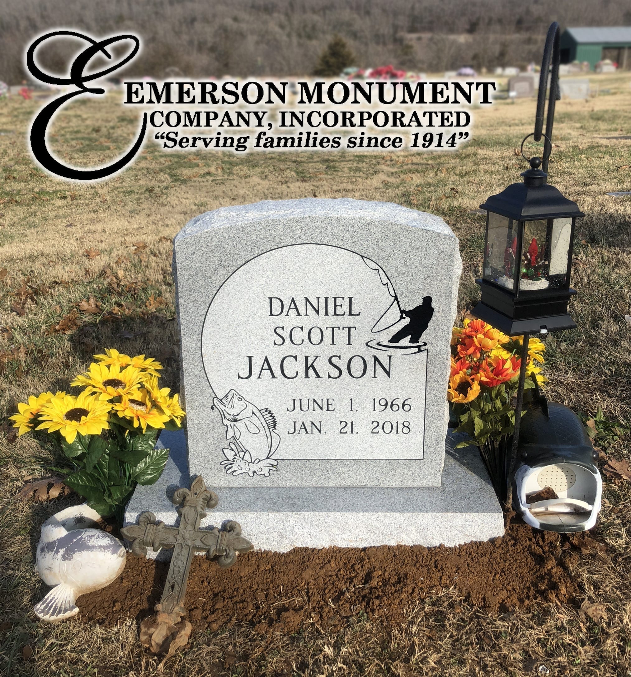 Emerson Monument Co | Jackson Fishing Upright Monument