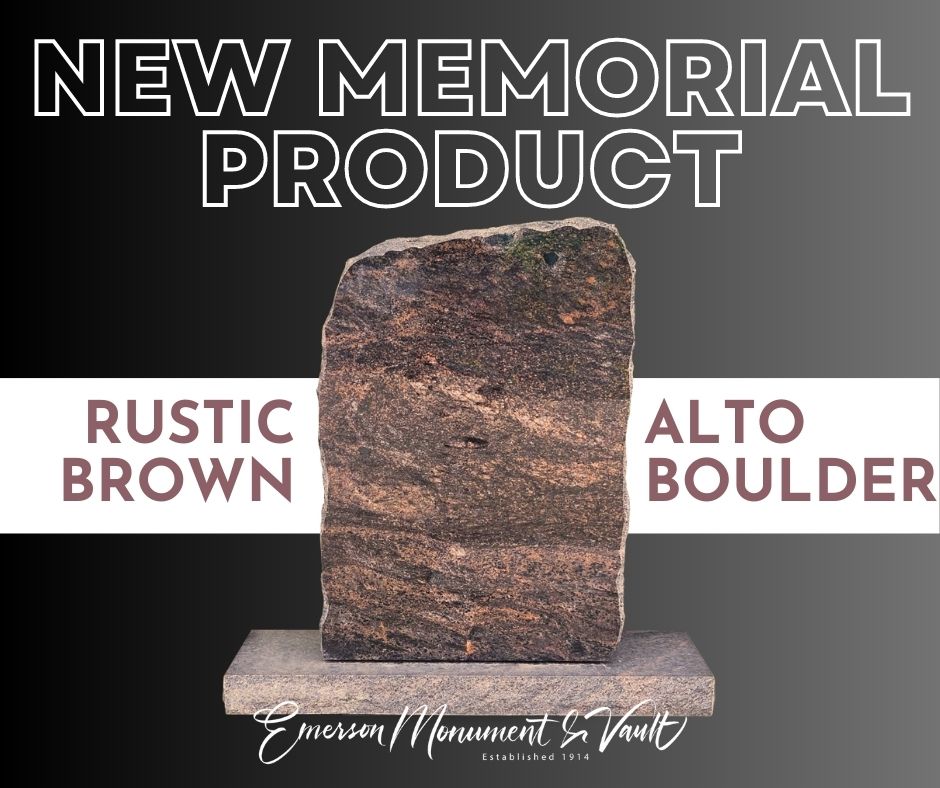 Alto Boulder Monument in Rustic Brown Granite.